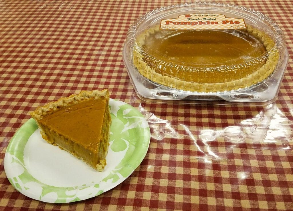 Image of a slice of pumpkin pie.