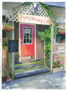 Watercolor, Flying Monkey Cafe Entrance